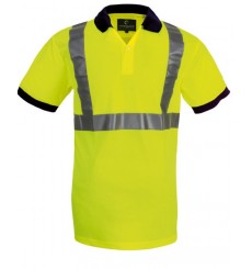 POLO HI-VIZ JAUNE BANDE BAUDRIER 3M TAILLE L