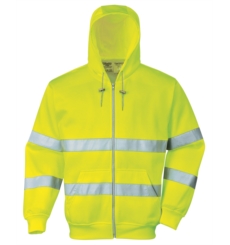 VESTE ZIPEE A CAPUCHE HAUTE VISIBILITE JAUNE