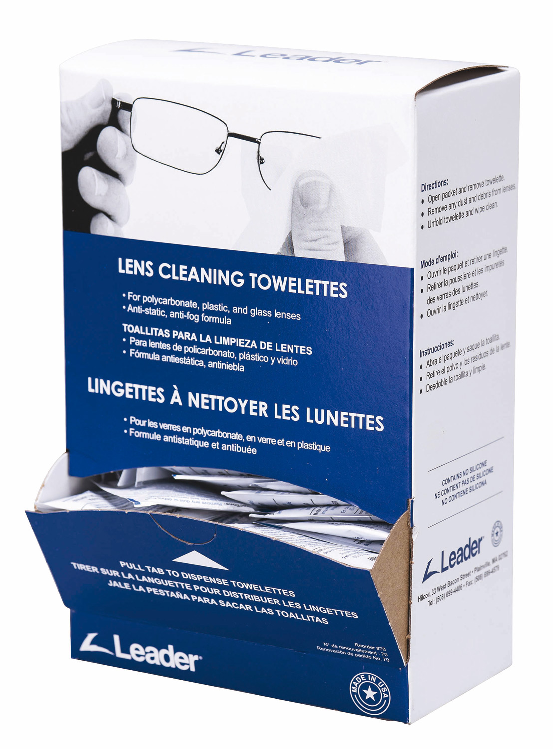 LINGETTES NETTOYANTES LUNETTES BOITE DE 100
