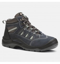 CHAUSSURES BASSE CUIR CROUTE VELOURS GRIS ET TOILE S1P